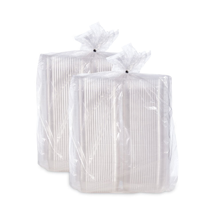 StayLock Clear Hinged Lid Containers, 6.5 x 6.1 x 3, Clear, Plastic, 125/Pack, 4 Packs/Carton