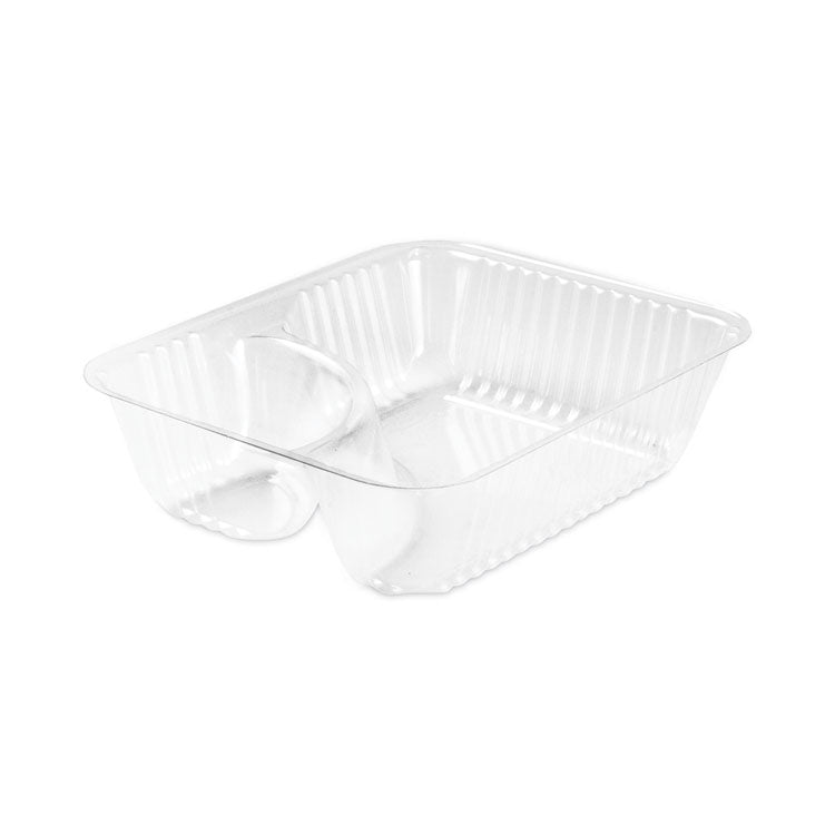 ClearPac Small Nacho Tray, 2 Compartments, 5 x 6 x 1.5, Clear, Plastic, 125/Bag, 4 Bags/Carton