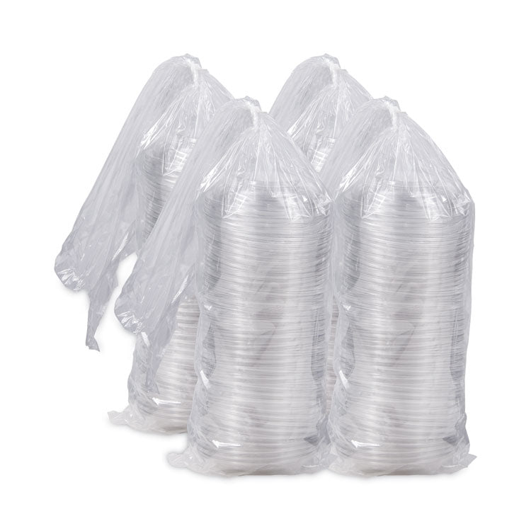 PresentaBowls Clear Dome Lids, 7.3" Diameter x 1.1" h, Clear, Plastic, 63 Lids/Bag, 4 Bags/Carton