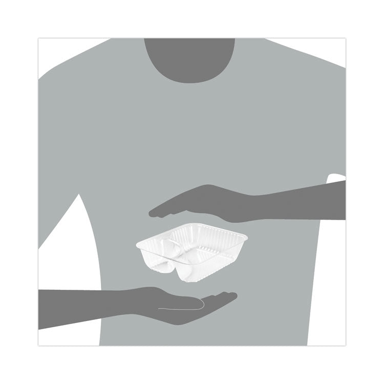 ClearPac Small Nacho Tray, 2 Compartments, 5 x 6 x 1.5, Clear, Plastic, 125/Bag, 4 Bags/Carton