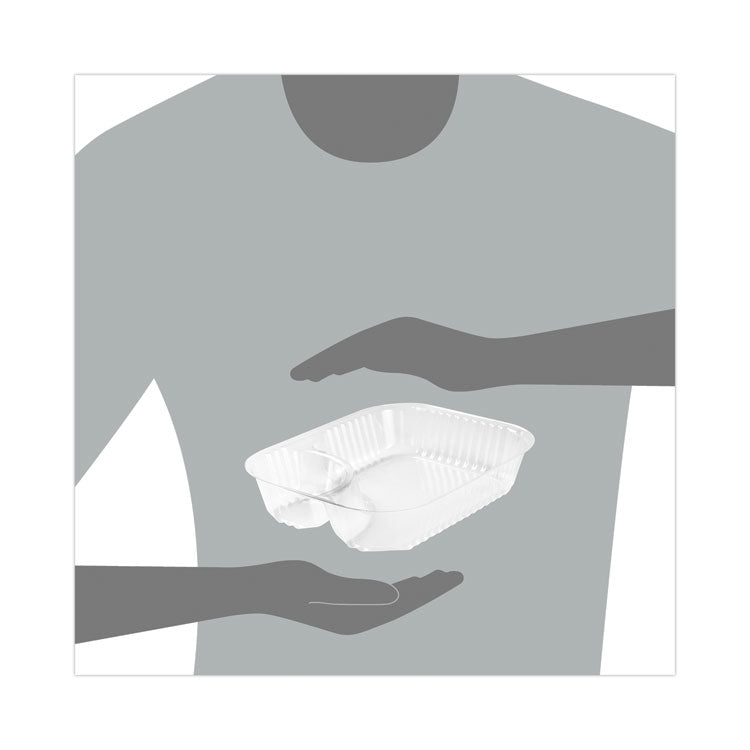 ClearPac Large Nacho Tray, 2 Compartments, 3.3 oz, 6.2 x 6.2 x 1.6, Clear, Plastic, 500/Carton