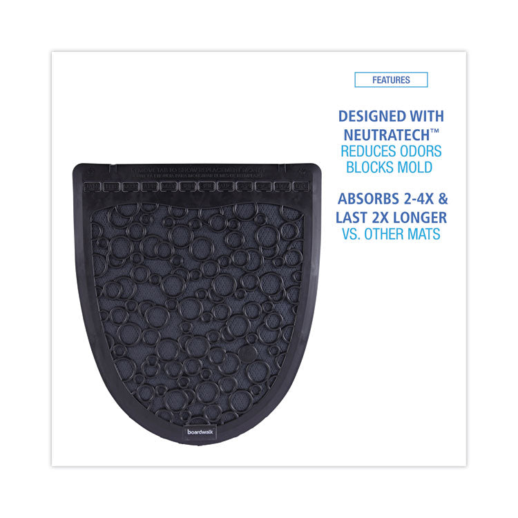Disposable Urinal Floor Mat 2.0, Slip-Resistant Rubber, 17.5 x 20, Black, 6/Carton