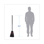 Flagged Tip Poly Bristle Janitor Brooms, 10 X 58.5, Wood Handle, Natural/black, 12/carton