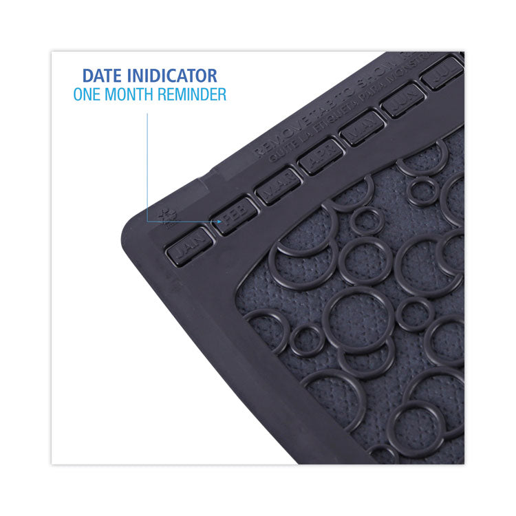 Disposable Urinal Floor Mat 2.0, Slip-Resistant Rubber, 17.5 x 20, Black, 6/Carton