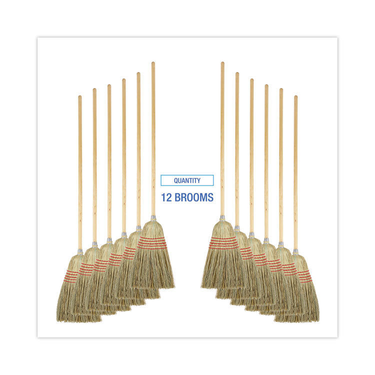 Parlor Broom, Yucca/corn Fiber Bristles, 56" Overall Length, Natural, 12/carton