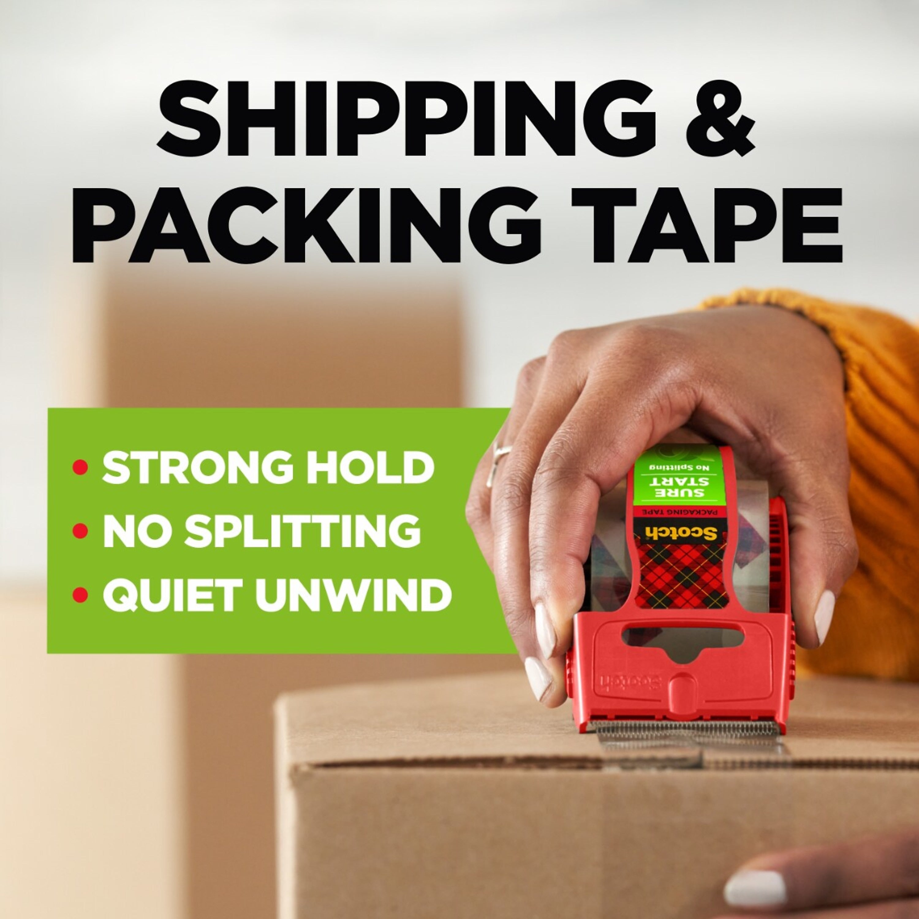 Scotch Sure Start Shipping Packing Tape with Dispenser, 1.88" x 22.2 yds., Clear (145)