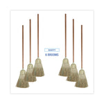 Corn/fiber Brooms, Corn/synthetic Fiber Bristles, 60" Overall Length, Gray/natural, 6/carton
