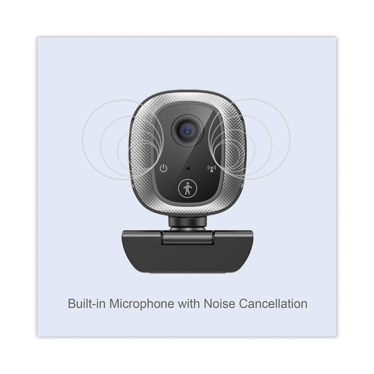 CyberTrack M1 HD Fixed Focus USB Webcam with AI Motion/Facial Tracking, 1920 Pixels x 1080 Pixels, 2.1 Mpixels, Black/Silver