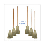 100% Corn Brooms, 60" Overall Length, Natural, 6/Carton