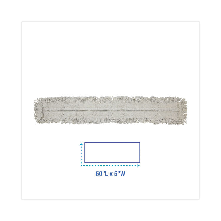 Disposable Dust Mop Head, Cotton, Cut-End, 60w X 5d