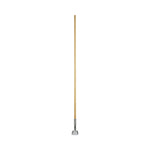 Clip-On Dust Mop Handle, Lacquered Wood, Swivel Head, 1" dia x 60", Natural