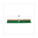 Floor Broom Head, 3" Green Flagged Recycled Pet Plastic Bristles, 24" Brush