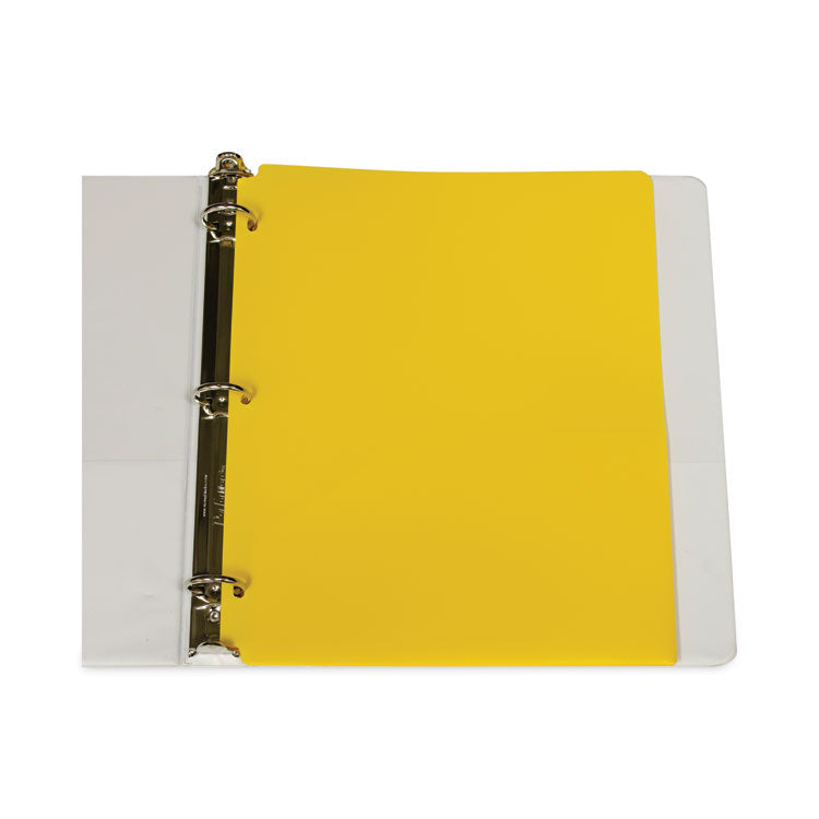 Two-Pocket Heavyweight Poly Portfolio Folder, 3-Hole Punch, 11 x 8.5, Yellow, 25/Box