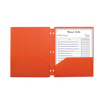 Two-Pocket Heavyweight Poly Portfolio Folder, 3-Hole Punch, 11 x 8.5, Orange, 25/Box