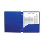 Two-Pocket Heavyweight Poly Portfolio Folder, 3-Hole Punch, 11 x 8.5, Blue, 25/Box