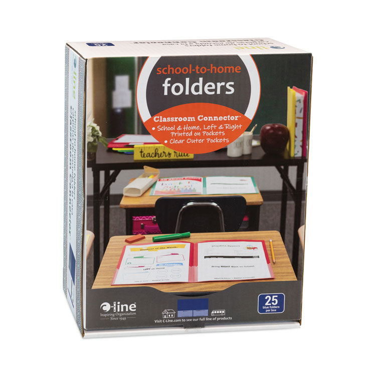 Classroom Connector Folders, 11 x 8.5, Blue, 25/Box
