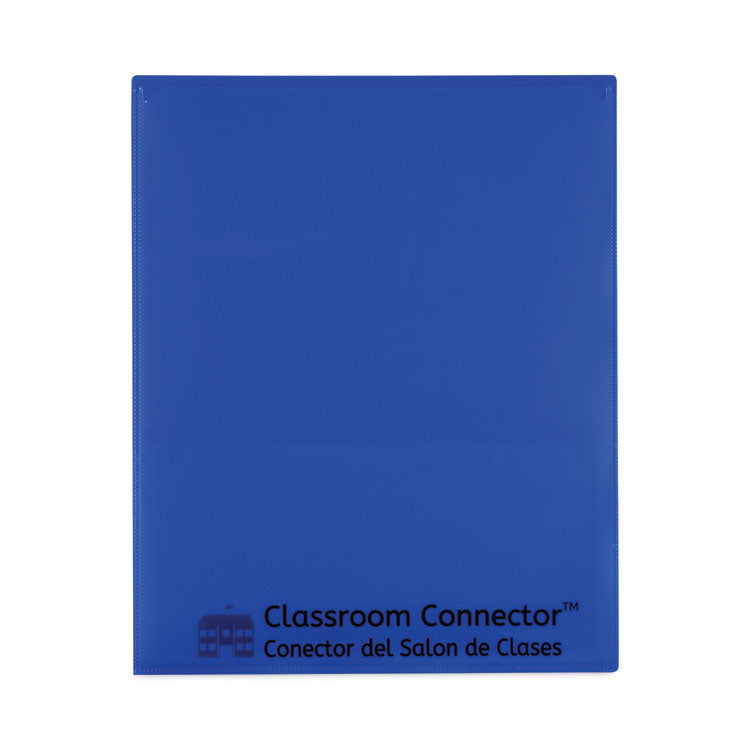 Classroom Connector Folders, 11 x 8.5, Blue, 25/Box