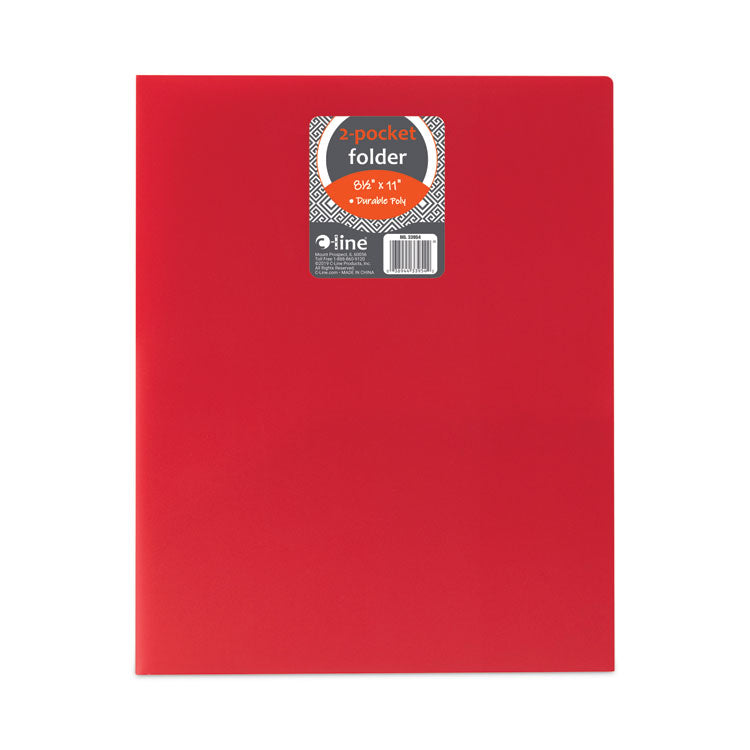 Two-Pocket Heavyweight Poly Portfolio Folder, 11 x 8.5, Red, 25/Box