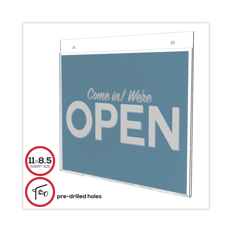 Classic Image Wall-Mount Sign Holder, Landscape, 11 x 8.5, Clear