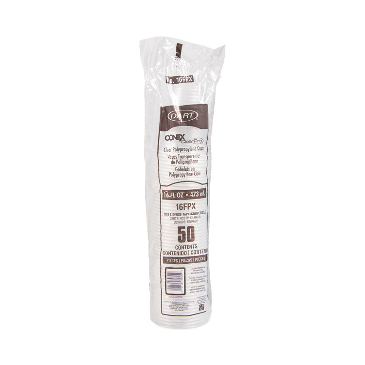 Conex ClearPro Plastic Cold Cups, 16 oz, Clear, 50/Sleeve, 20 Sleeves/Carton