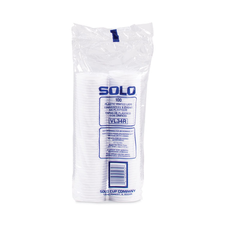 Polystyrene Vented Hot Cup Lids, Fits 4 oz Hot Cups, Plastic, White, 100/Pack, 10 Packs/Carton