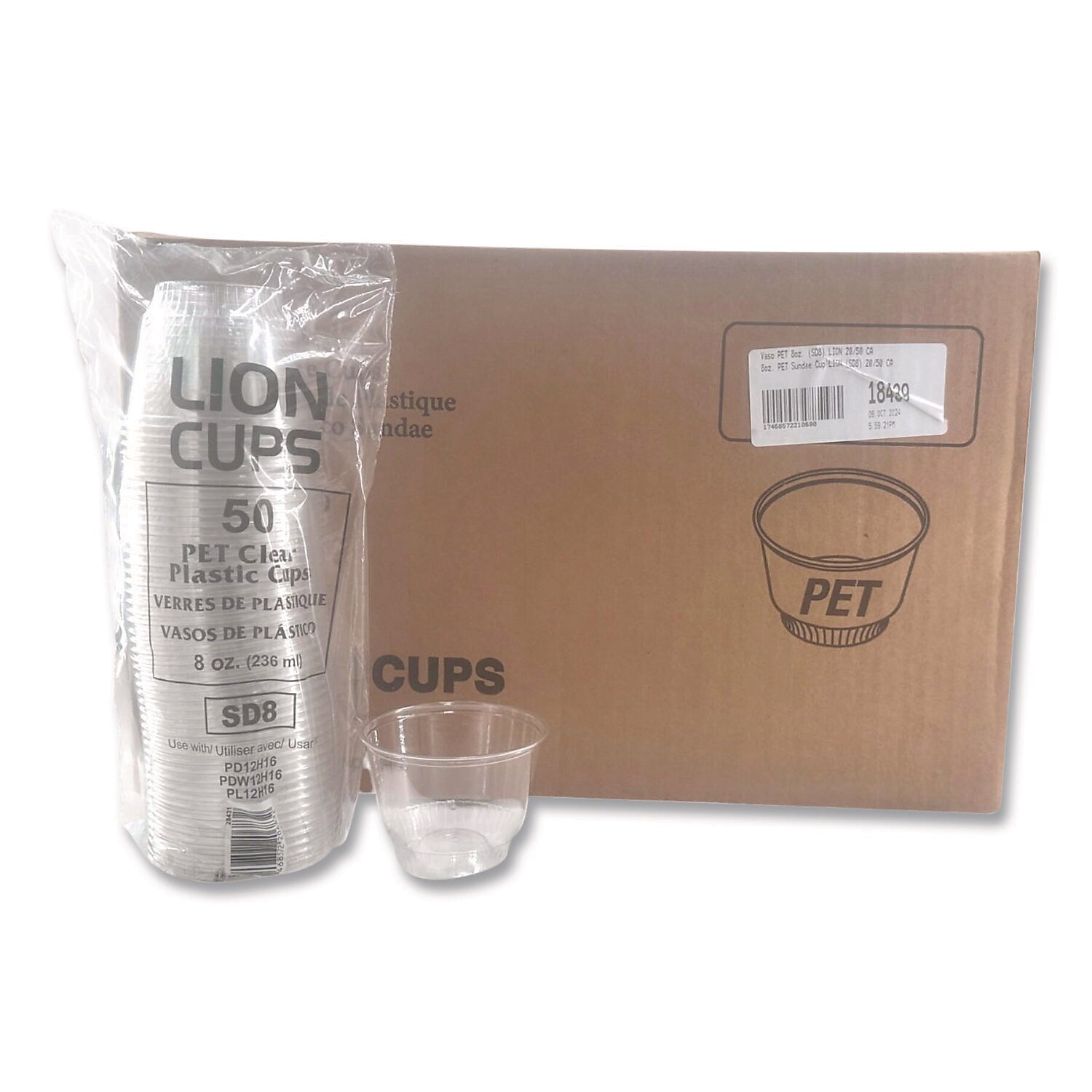 Plastifar PET Cold Sundae Cups, 8 oz., Clear, 1000/Carton (18439)