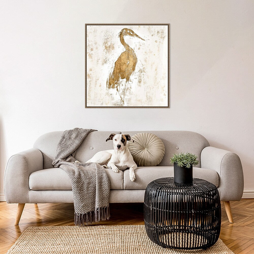 Amanti Art Gilded Heron I by Jennifer Goldberger Framed Canvas Wall Art Print, 30" x 30" (A42678302618)