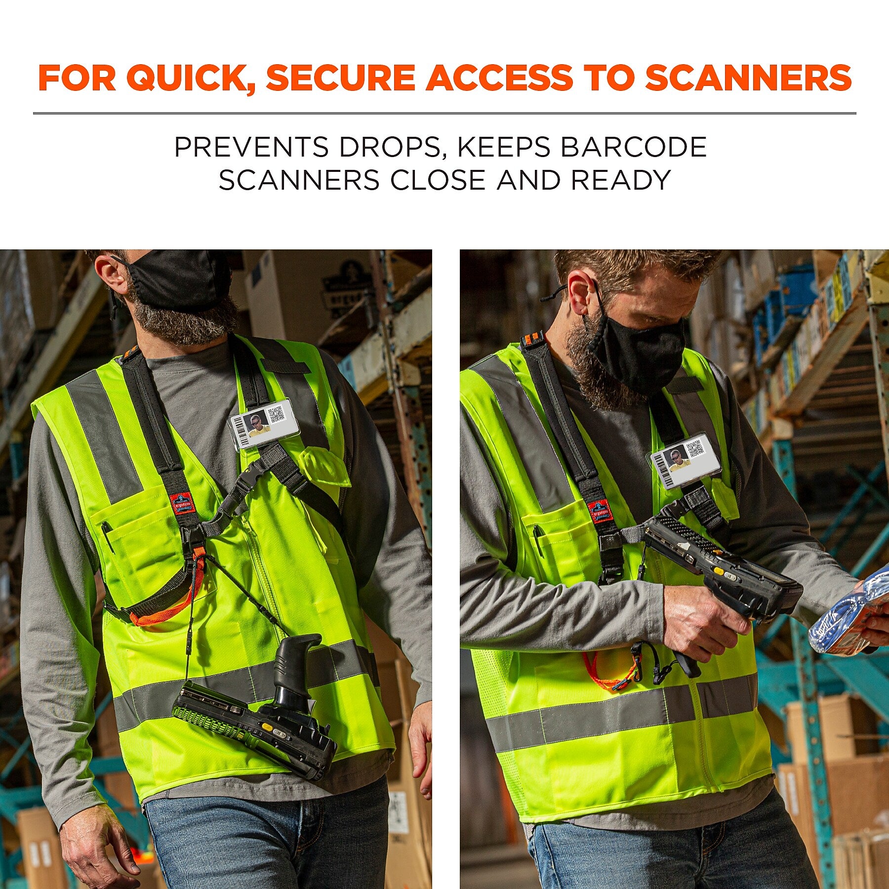 Squids 3138 Large Padded Barcode Scanner Harness + Lanyard for Mobile Computers (19189)