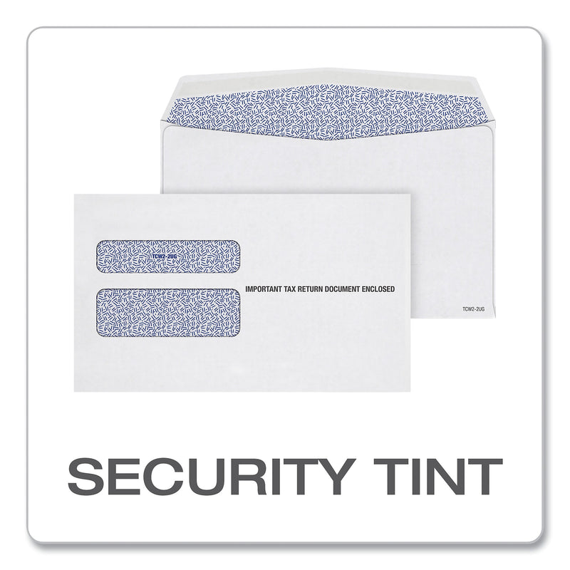 TOPS™ W-2 Laser Double Window Envelope, Commercial Flap, Gummed Closure, 5.63 x 9, White, 24/Pack
