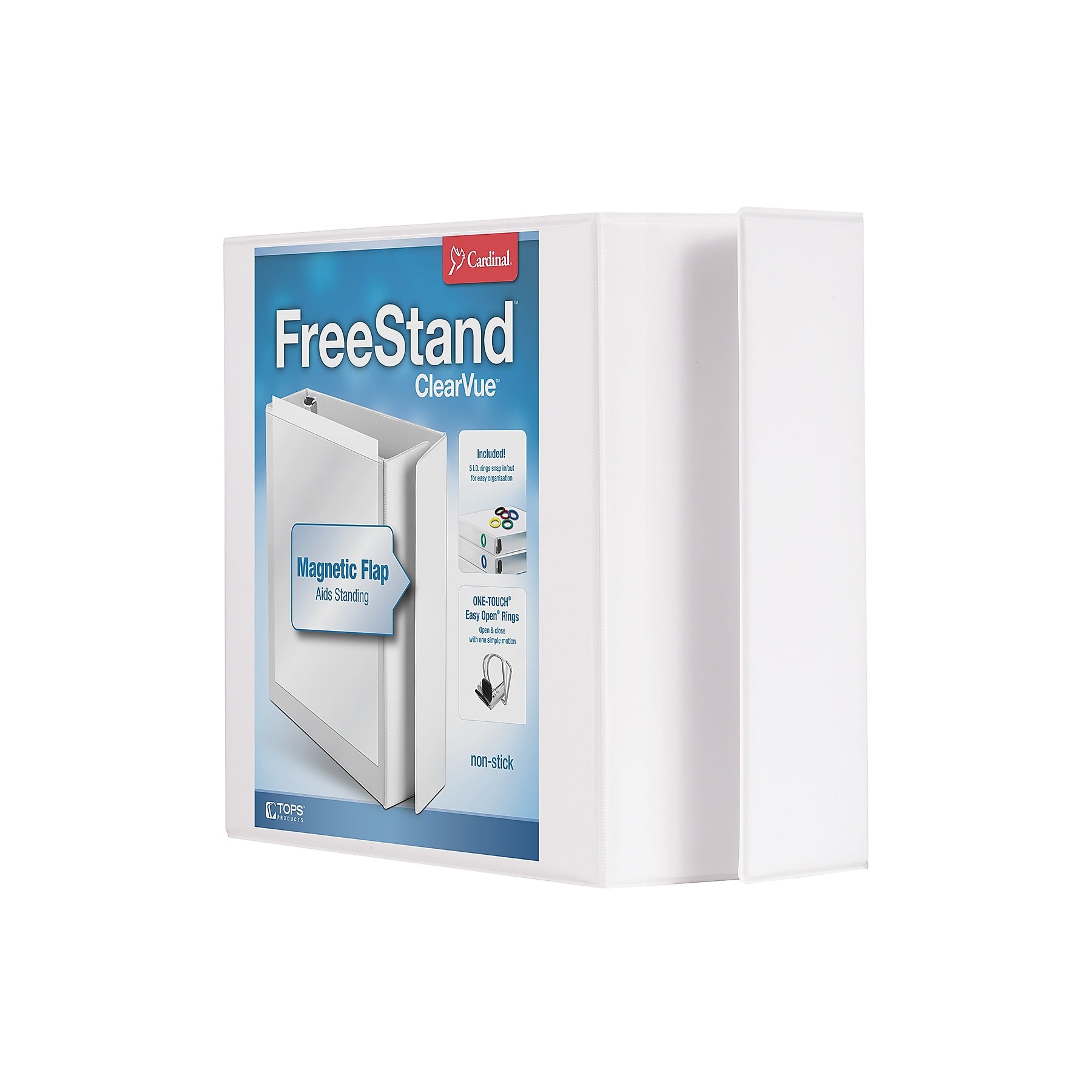 Cardinal FreeStand EasyOpen Heavy Duty 4" 3-Ring View Binders, D-Ring, White (43140)