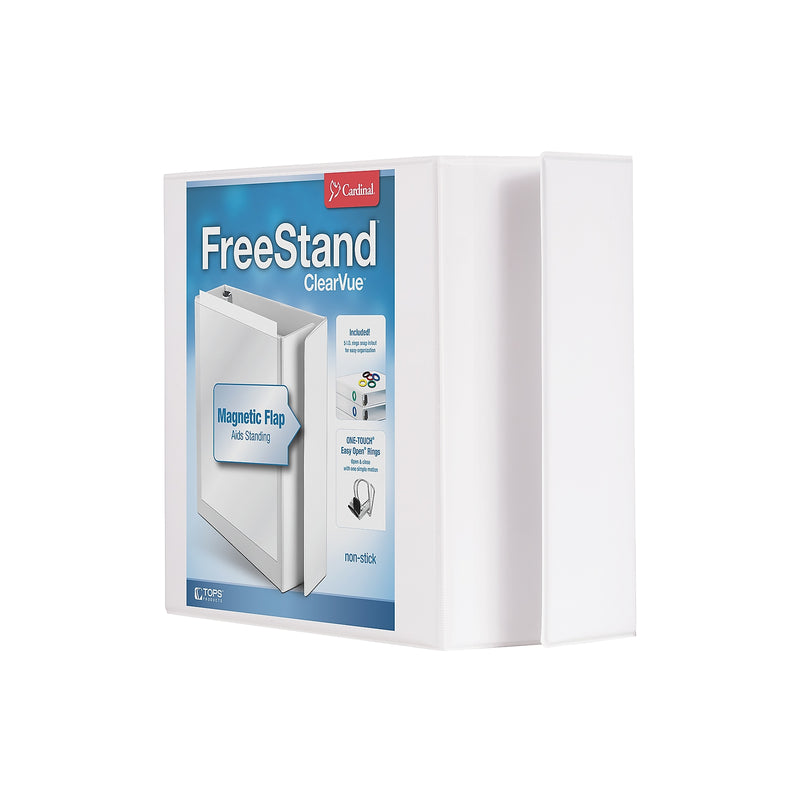 Cardinal FreeStand EasyOpen Heavy Duty 4" 3-Ring View Binders, D-Ring, White (43140)