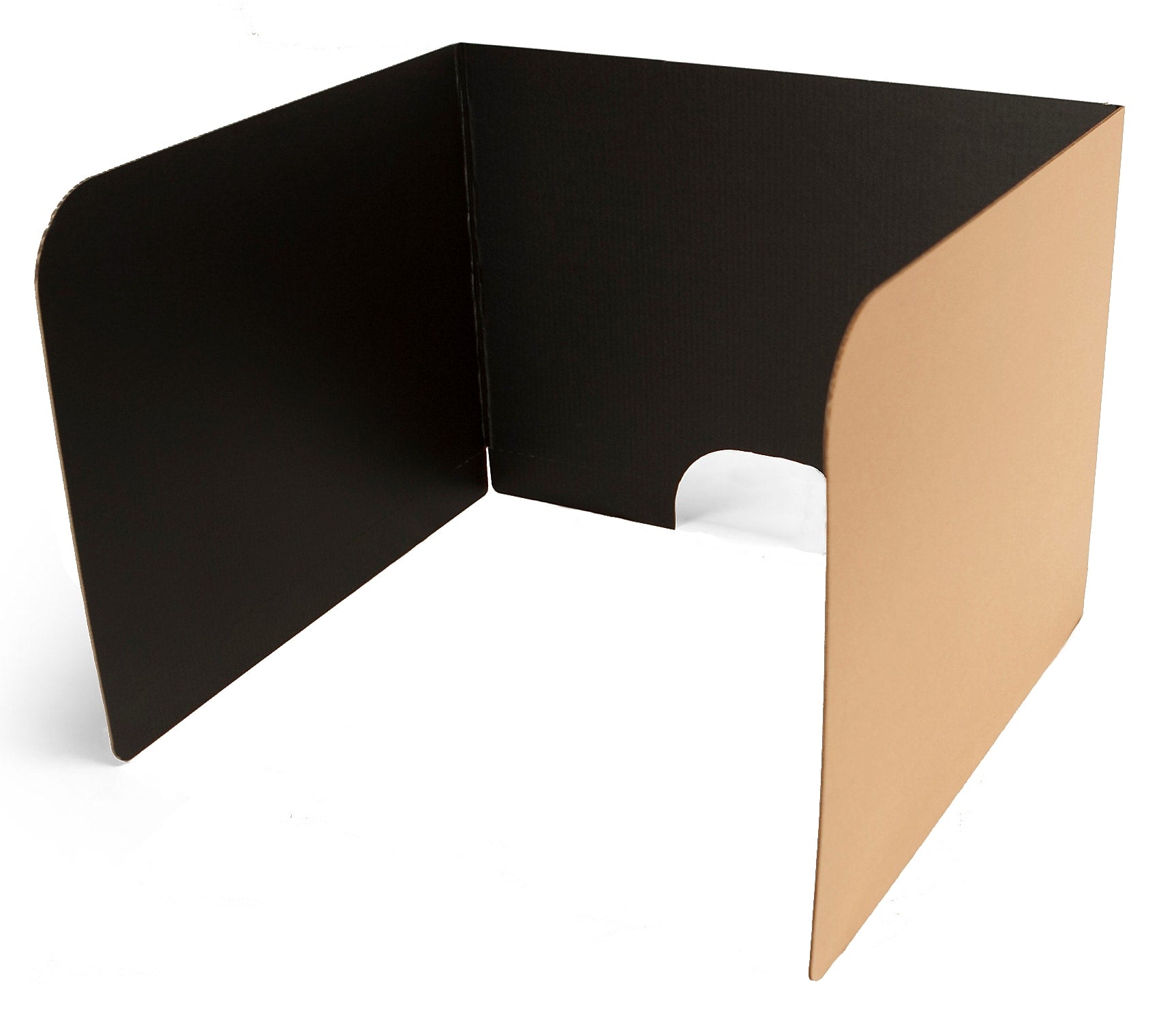 Classroom Products Foldable Cardboard Freestanding Privacy Shield, 19"H x 26"W, Black/Kraft, 20/Box (VB1920 BK)