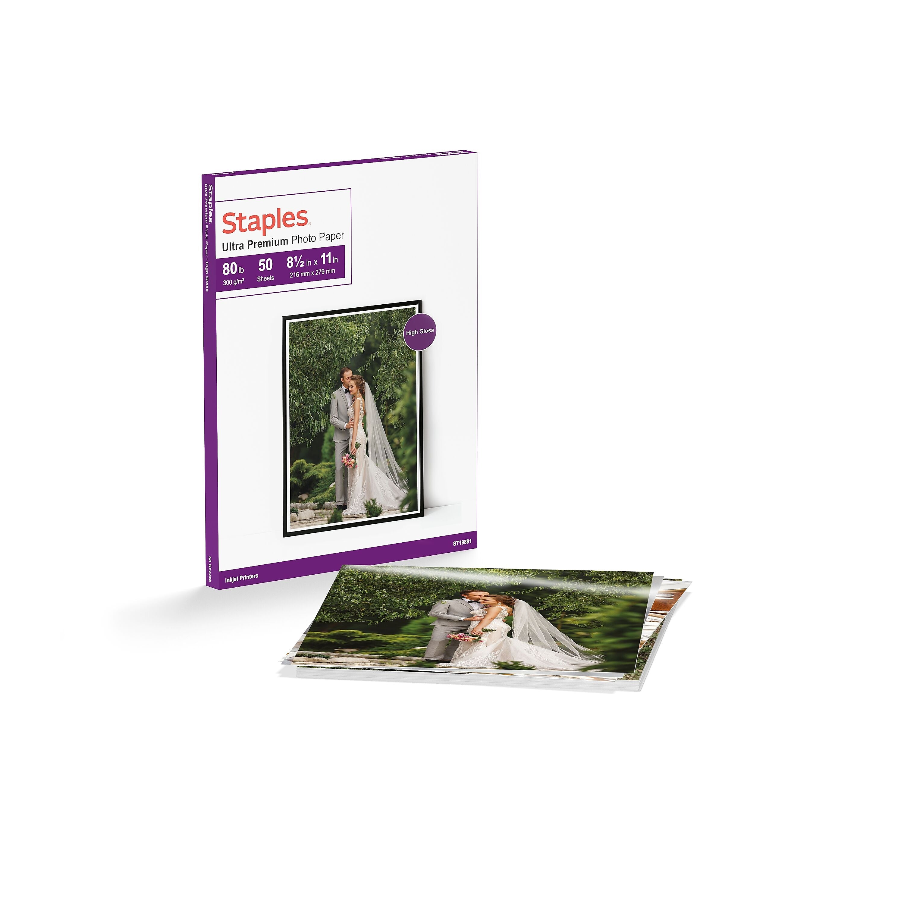 Staples Ultra Premium Glossy Photo Paper, 8.5"W x 11"L, 50/Pack (19891-CC)
