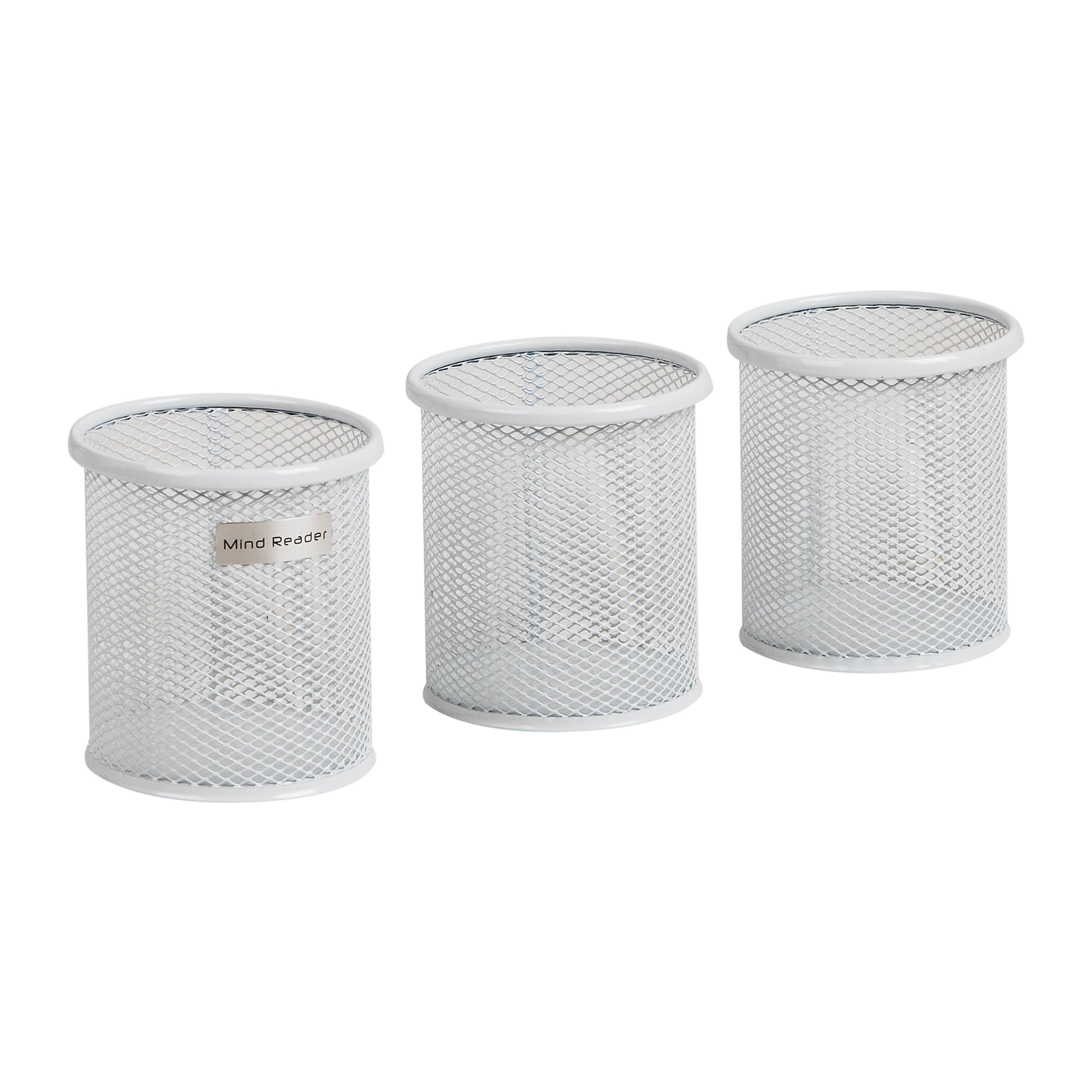 Mind Reader Metal Pen and Accessory Holder Desk Organizer, White, 3-Pieces (CLIPMESH3-WHT)