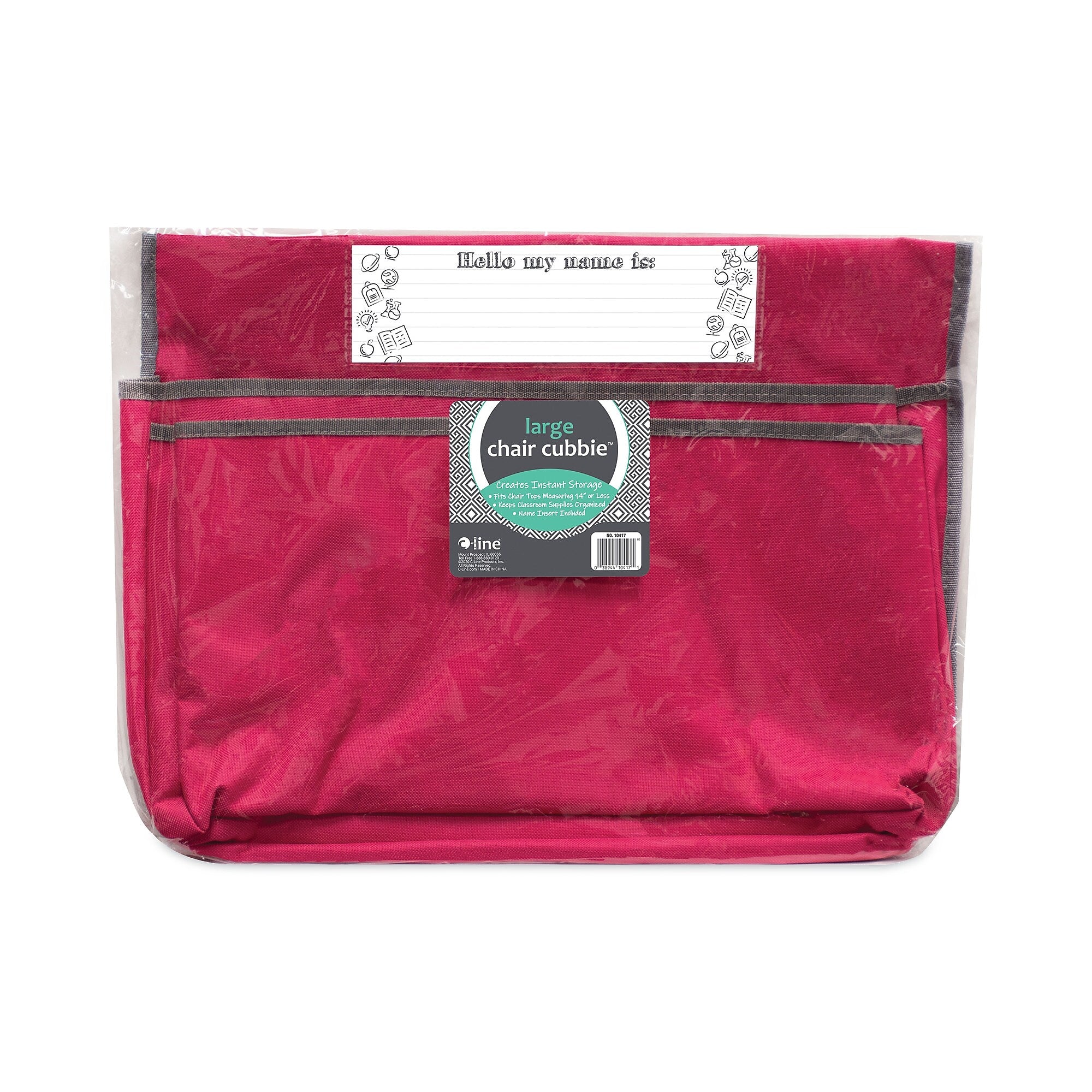 C-Line® Chair Cubbies for Most Classroom Chair Styles, Large, 18 x 13.25, Fabric/Vinyl, Sunset Red