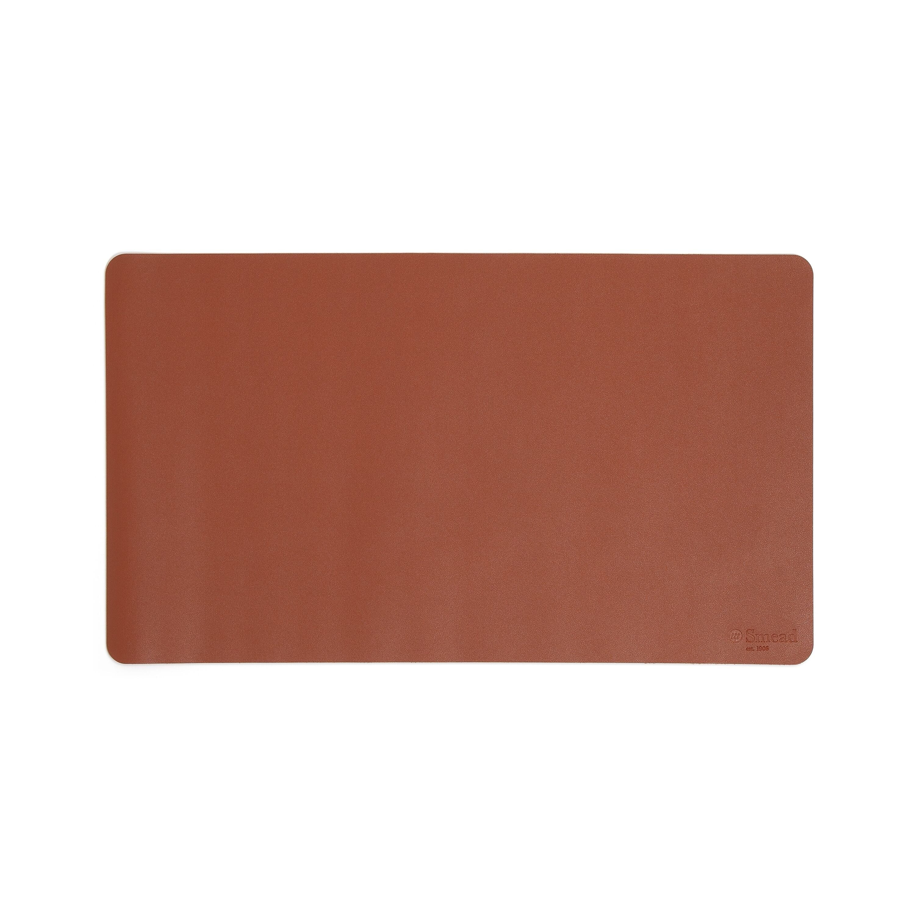 Smead Small Vegan Leather Anti-Slip Desk Pad, 23.6" x 13.7", Brown (SMD64837)