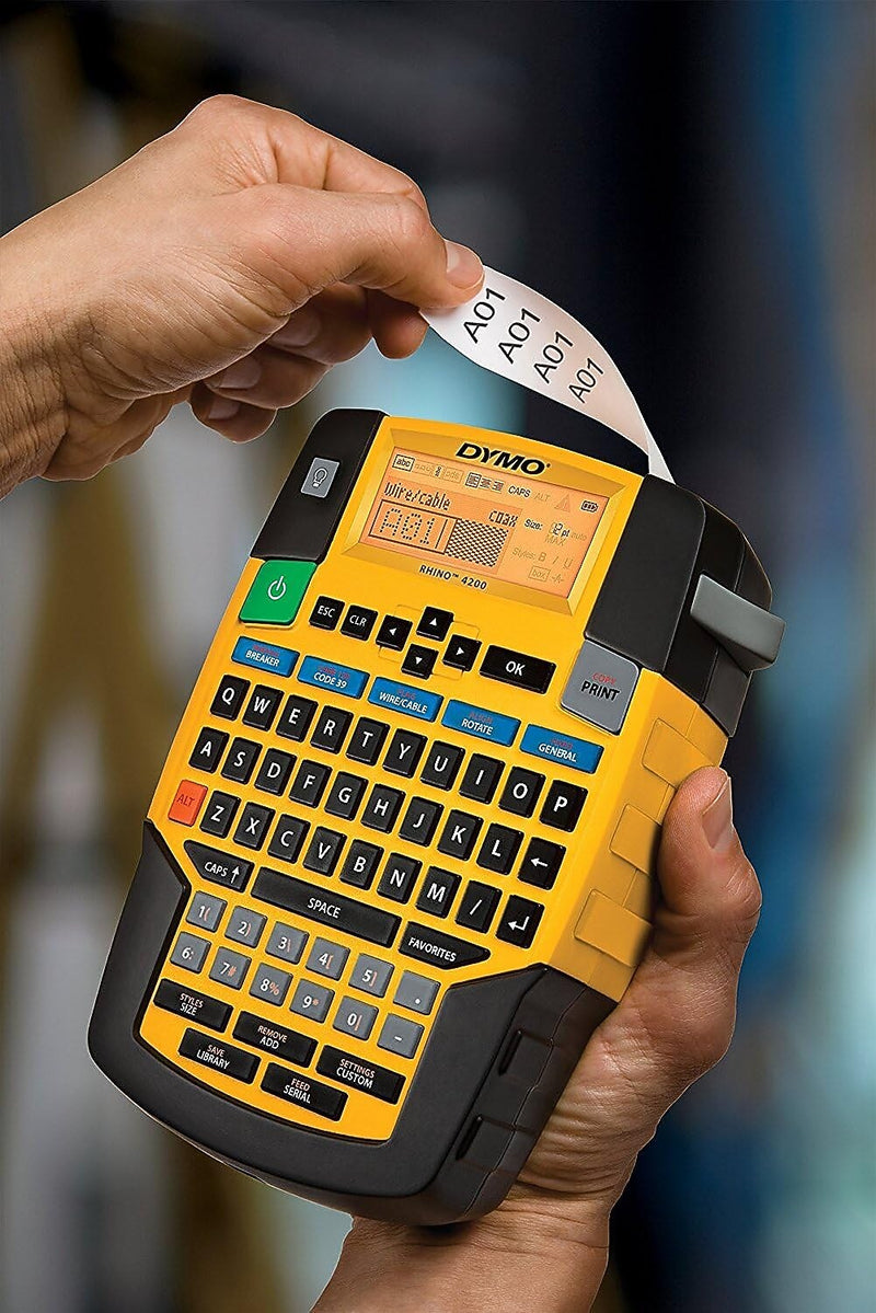 DYMO Rhino 4200 Kit Portable Label Maker & Carry Case, Yellow/Black (1835374)