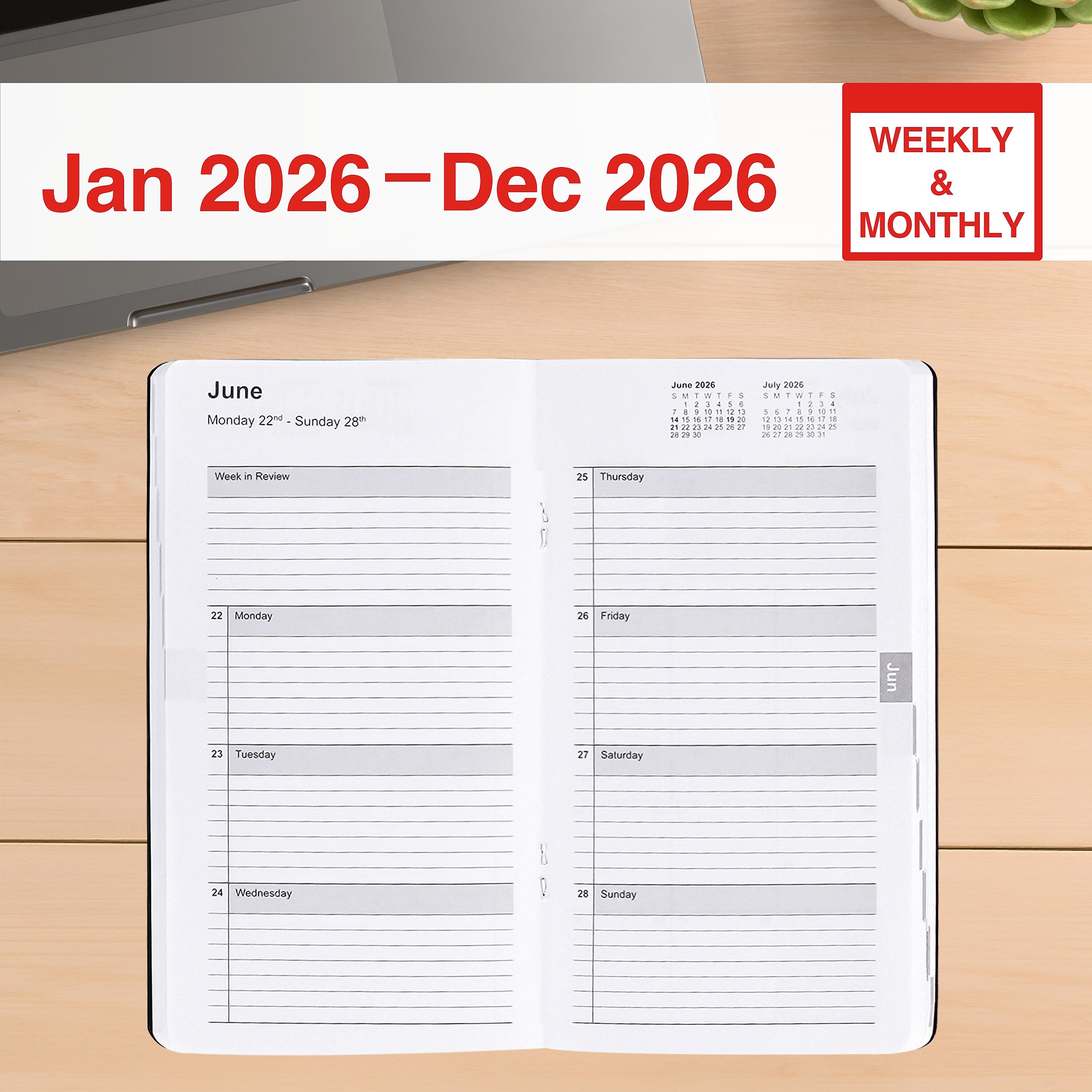 2026 Staples 3.625" x 6.38" Weekly & Monthly Planner, Black (ST12937-26)