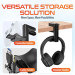 Delton HS7 Headset Stand with Under-Desk Holder and 3 USB-A Ports, Black (DHS3USB)