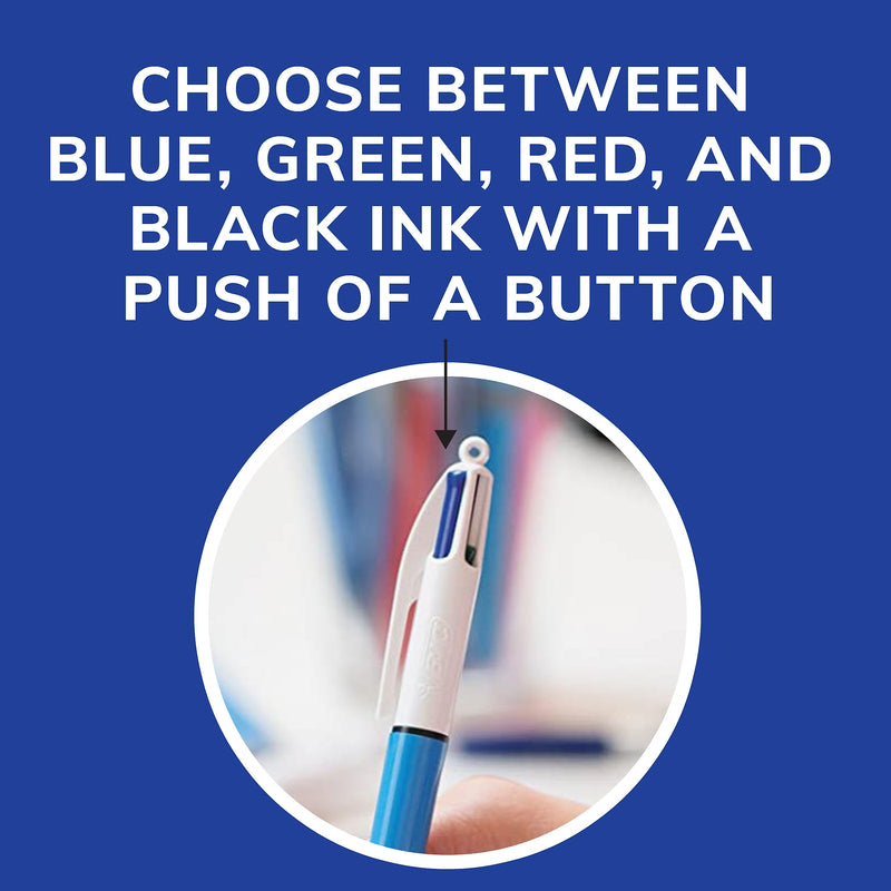 BIC 4-Color Retractable Ballpoint Pen, Medium Point, Multicolor Ink (24623/MM11)