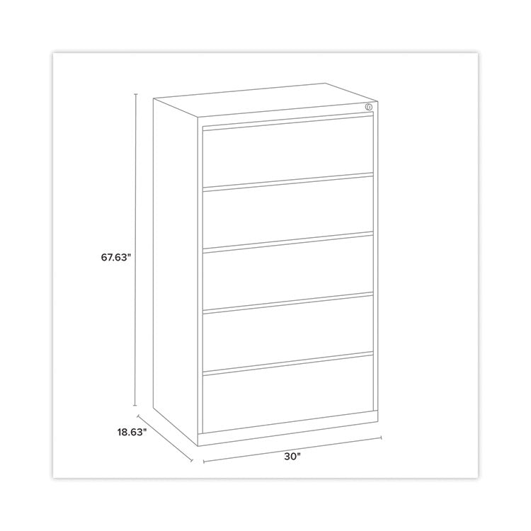 Lateral File, Five Legal/Letter/A4-Size File Drawers, 30" x 18.62" x 67.62", Putty
