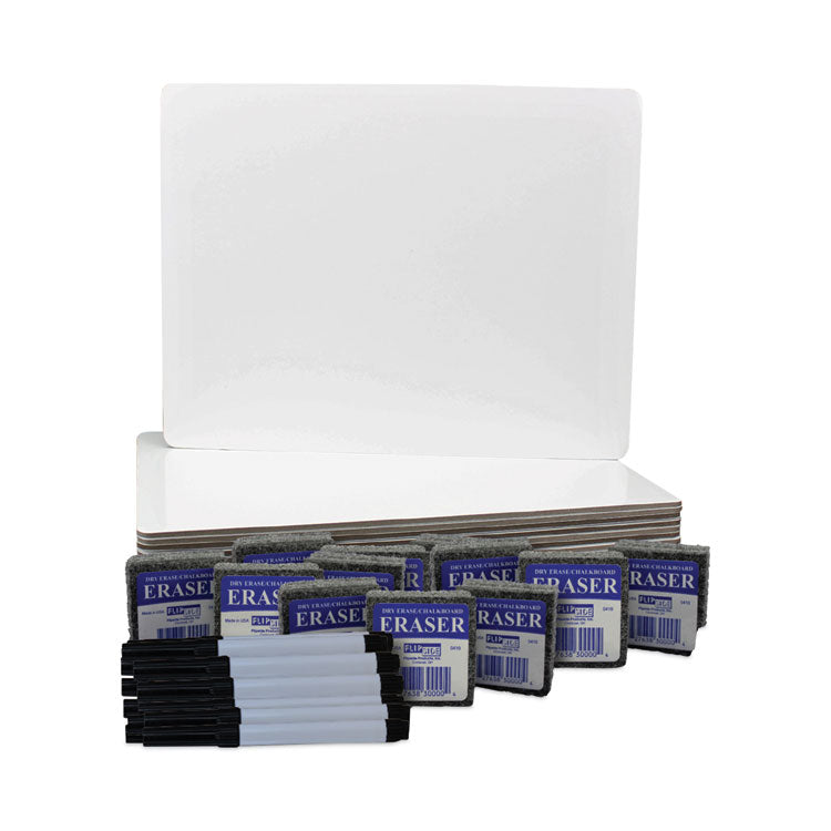 Dry Erase Board Set, 12" x 9", White Surface, 12/Pack