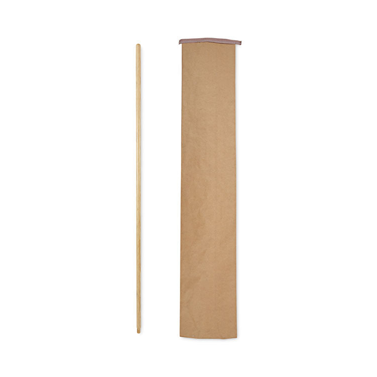 Threaded End Broom Handle, Lacquered Hardwood, 0.94" dia x 54", Natural