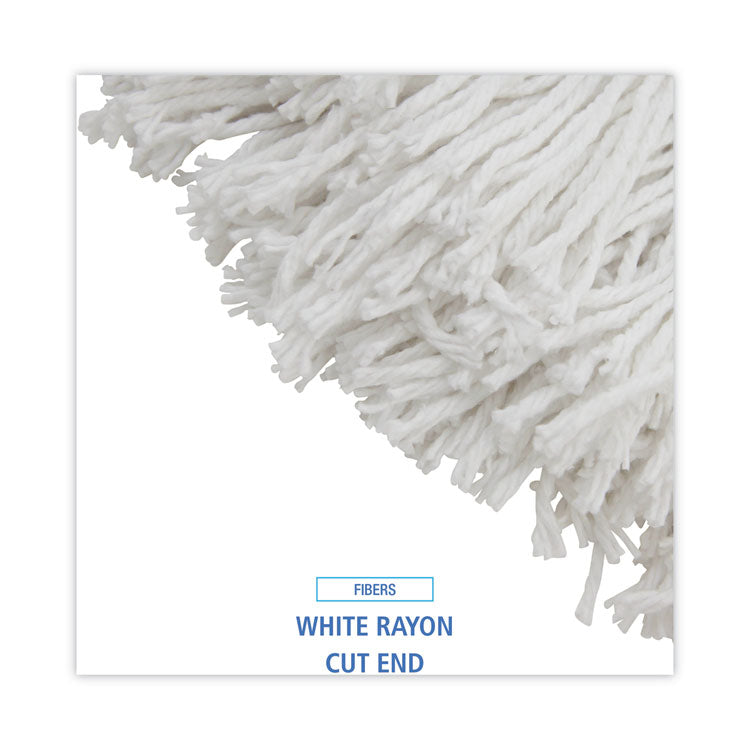 Premium Cut-End Wet Mop Heads, Rayon, 16oz, White, 12/carton