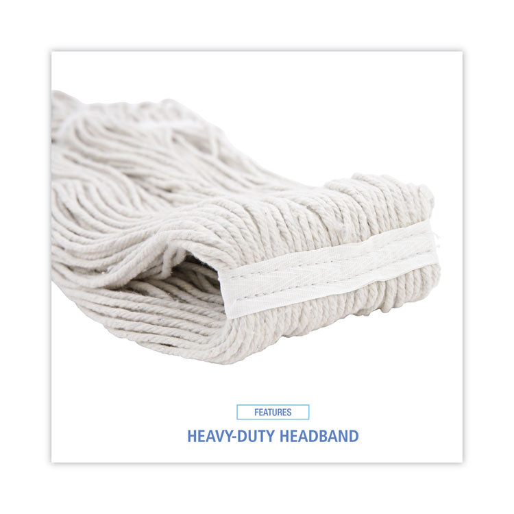 Premium Cut-End Wet Mop Heads, Rayon, 16oz, White, 12/carton