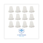 Premium Cut-End Wet Mop Heads, Rayon, 16oz, White, 12/carton