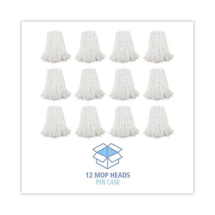 Premium Cut-End Wet Mop Heads, Rayon, 16oz, White, 12/carton