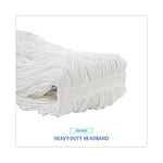 Premium Cut-End Wet Mop Heads, Rayon, 20oz, White, 12/carton