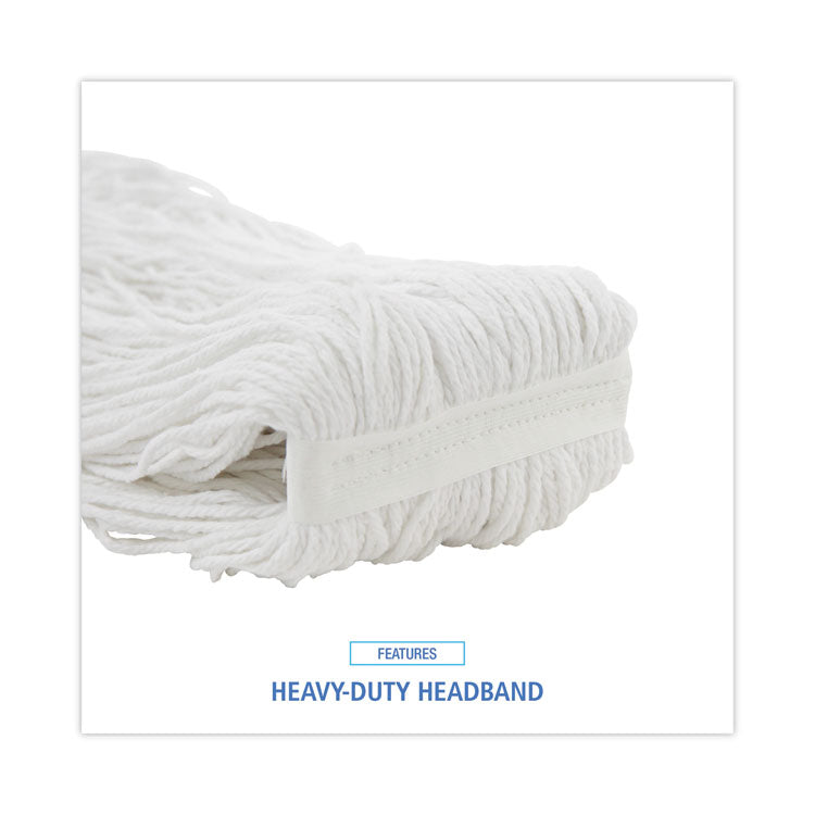 Premium Cut-End Wet Mop Heads, Rayon, 20oz, White, 12/carton