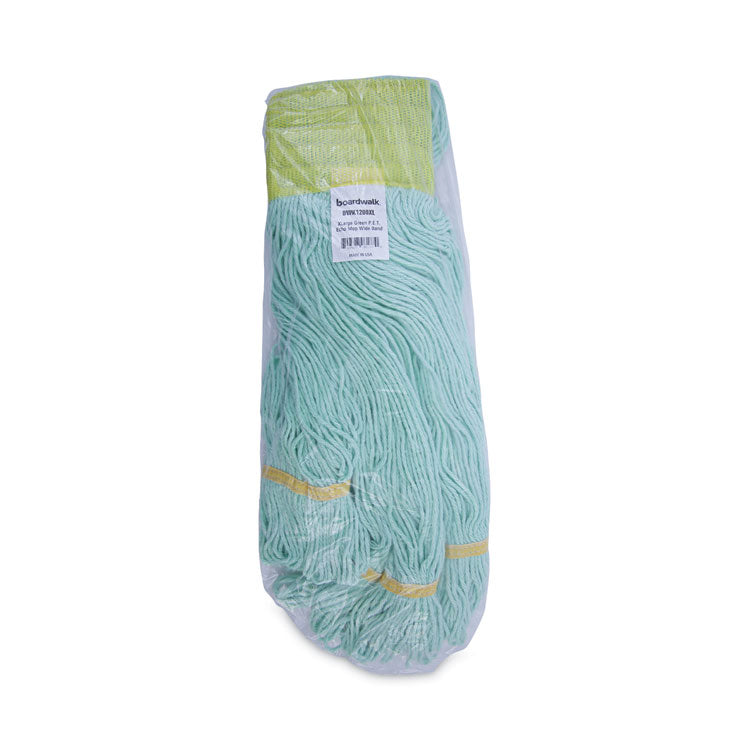 Ecomop Looped-End Mop Head, Recycled Fibers, Extra Large Size, Green, 12/ct